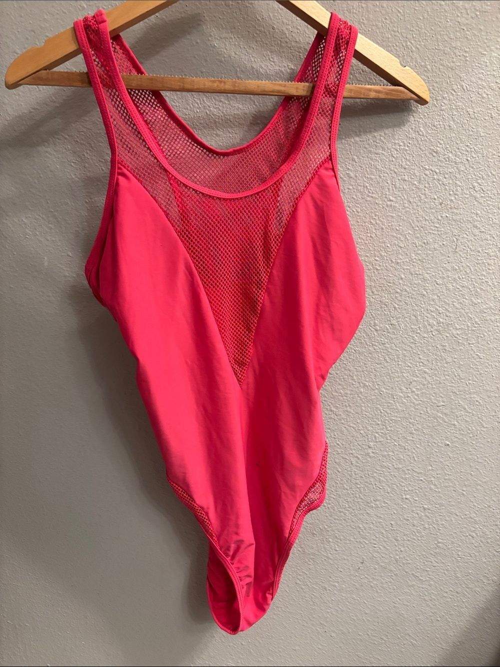 YMI Hot Pink Mesh One-Piece Swimsuit